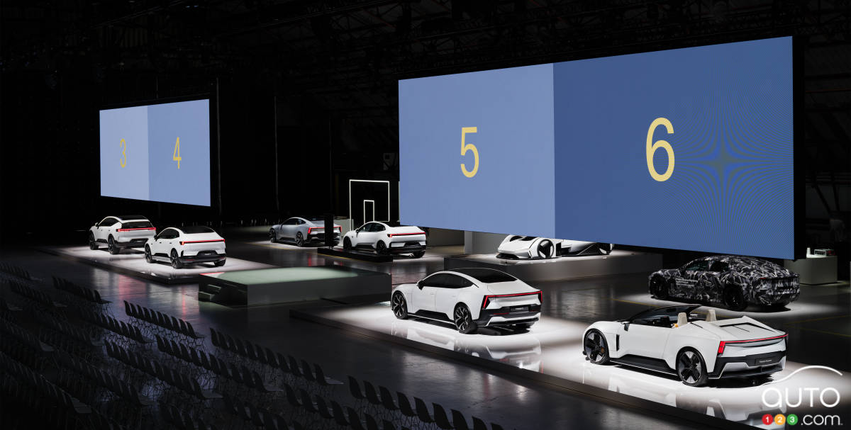 Les Polestar 3, 4, 5 et 6 lors de la journée Polestar 2023, en Californie